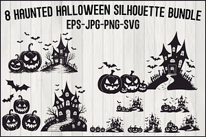 Haunted Halloween Silhouette bundle, an Illustration by hafijul