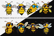 Cool Bee Clipart, a Graphic by Artnoy (Thumbnail 2 of 5)