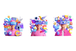 Man in vr headset cartoon vector, a Technology Illustration by Onyx