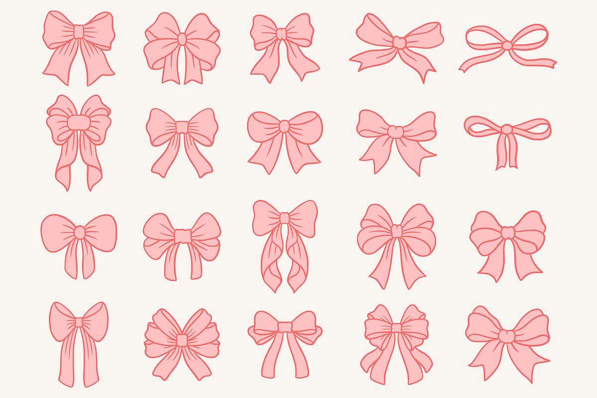 Coquette Ribbon Bow Vector Bundle, an Object Illustration by Kusumaillustration (Photo 4 of 8)