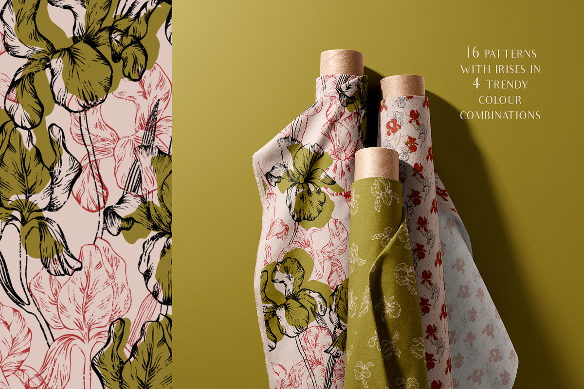 Iris Floral Seamless Patterns PSD, a Pattern Graphic by Julia M. Watercolor (Photo 9 of 15)