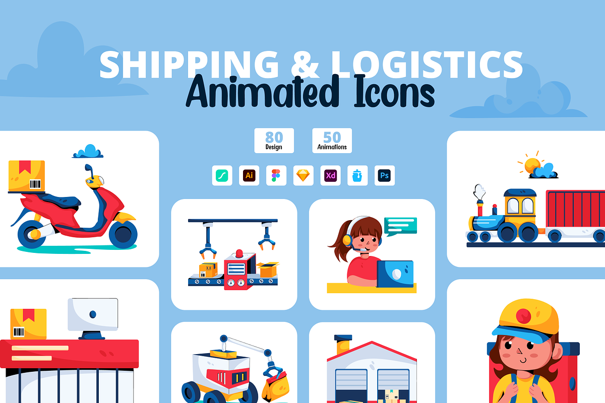 Animated Shipping and Logistics Icon, a Duotone Icon by Prosymbols (Photo 1 of 11)