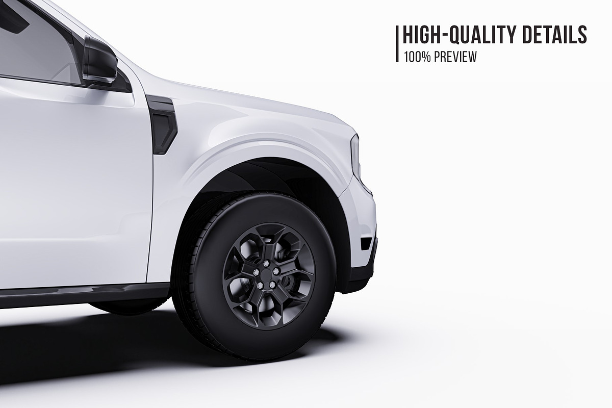 2025 Compact Pickup Truck Mockup Set, an Advertising Mockup by Halal Graphic Studio (Photo 4 of 16)