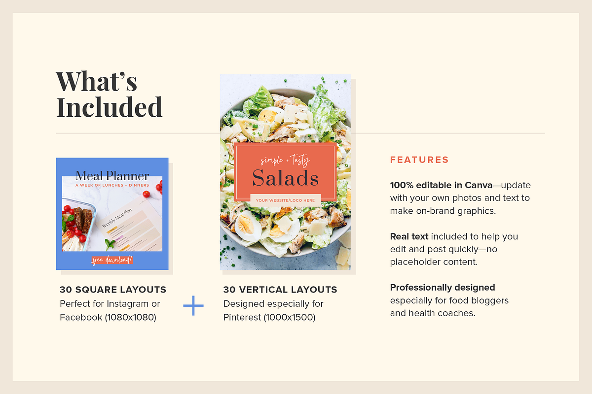 Food Blogger Canva Social Media Kit, a Social Media Template by Rose & Co. (Photo 5 of 7)
