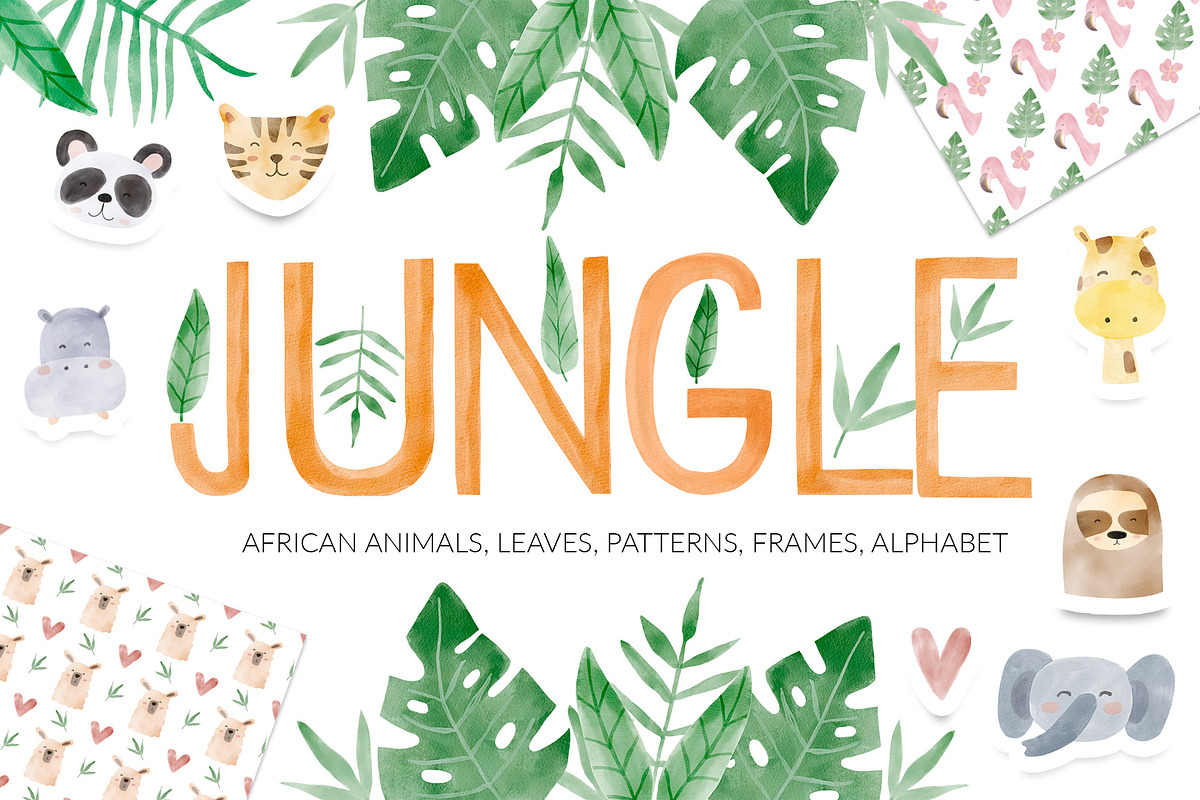 Watercolor african animal faces, an Animal Illustration by Let's Art (Photo 1 of 18)