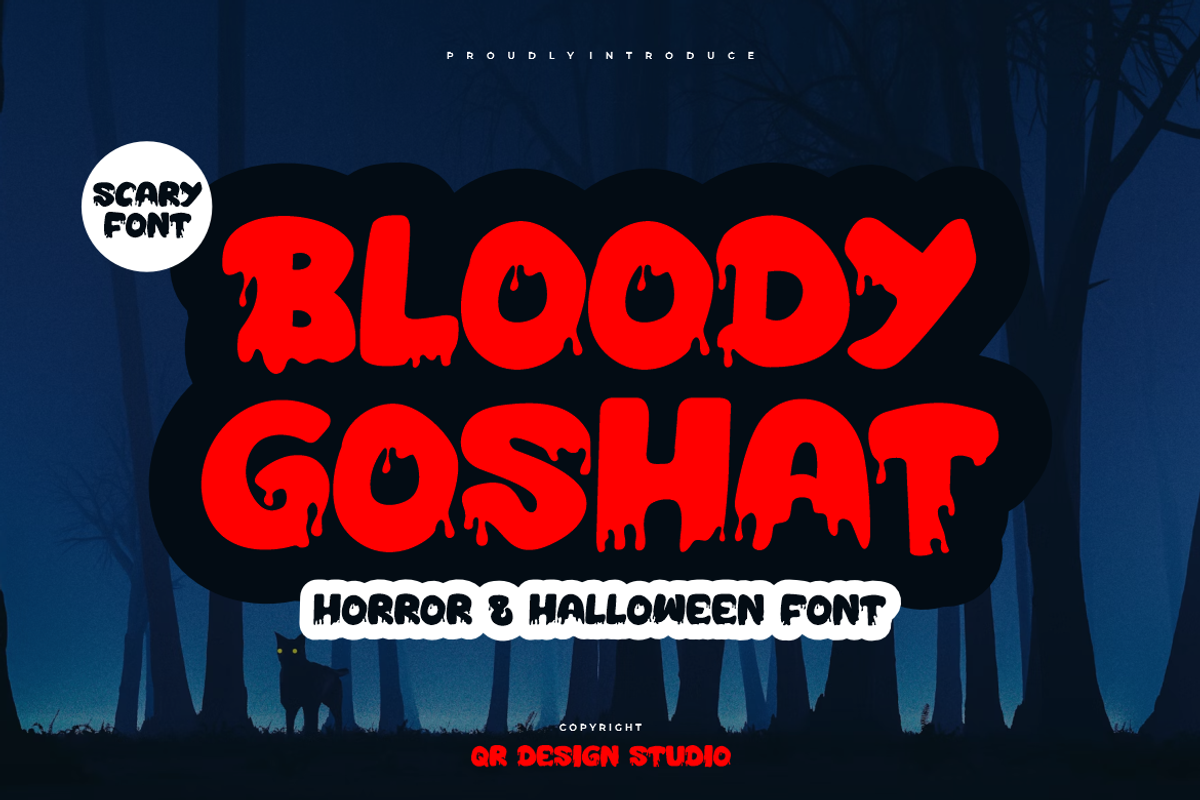 Bloody Goshat - Horror & Halloween, a Blackletter Font by QR Design Studio (Photo 1 of 7)