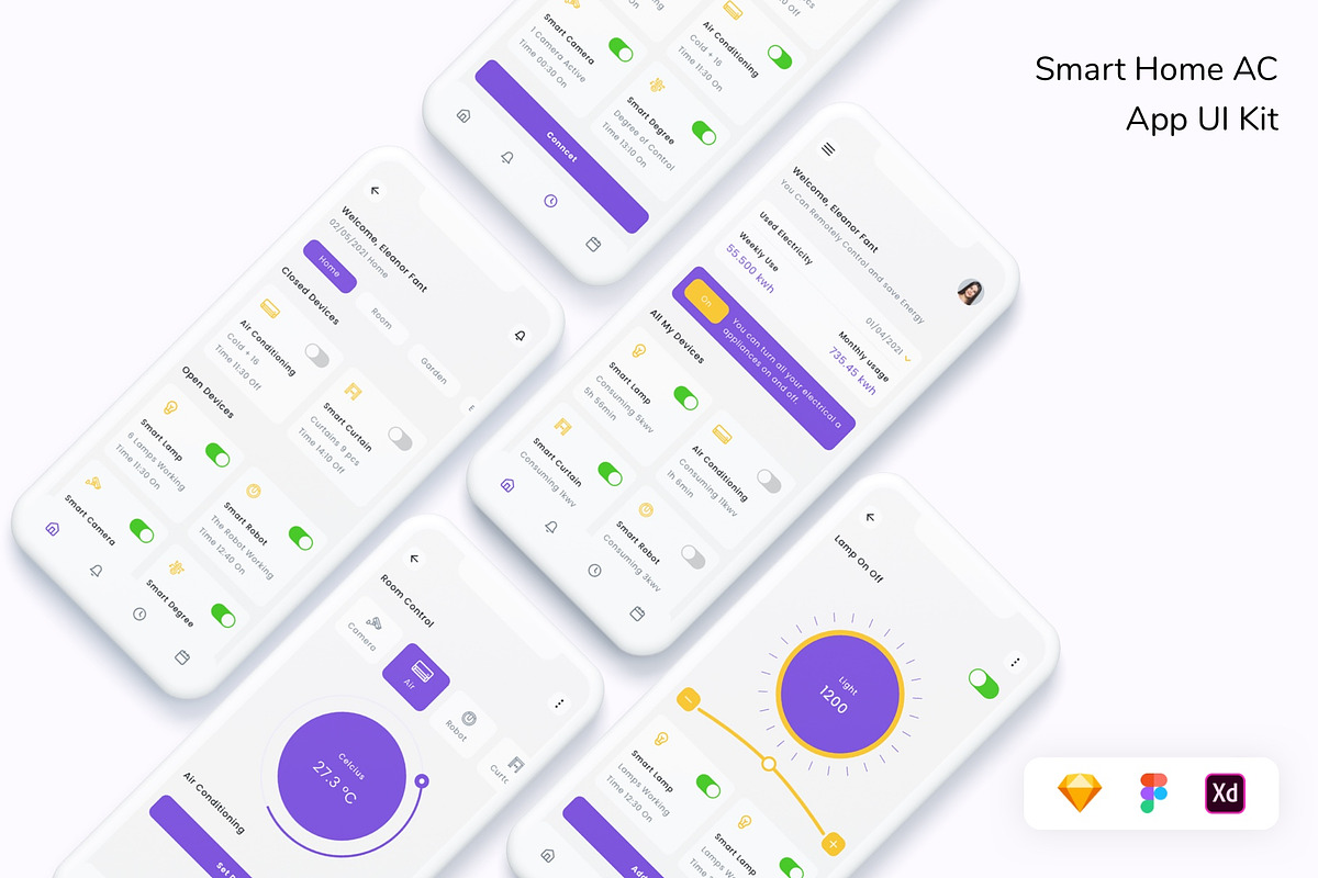 Smart Home AC App UI Kit, an App Template by Betush