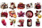 Watercolor Burgundy Autumn Clipart, an Illustration by Craft Nest (Thumbnail 3 of 4)