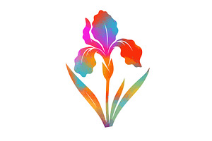 Colorful iris flower object. Hand, an Object Illustration by Nenahliadava Design