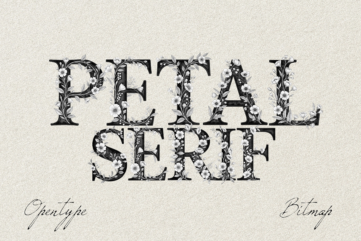 Petal Serif – Floral Wedding Font, a Serif Font by AndrewPixelType (Photo 1 of 7)