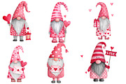 Watercolor Valentine Day Gnomes, an Illustration by Designworld (Thumbnail 2 of 4)