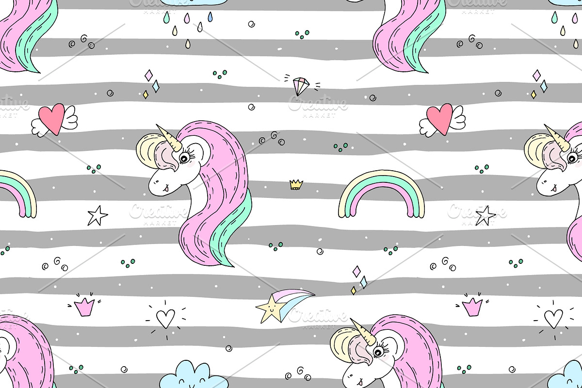 Cute unicorns patterns collection., a Pattern Graphic by Irene_Boiko_ART (Photo 10 of 22)