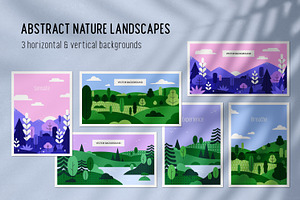 Abstract nature landscapes set, a Decorative Illustration by Good Studio