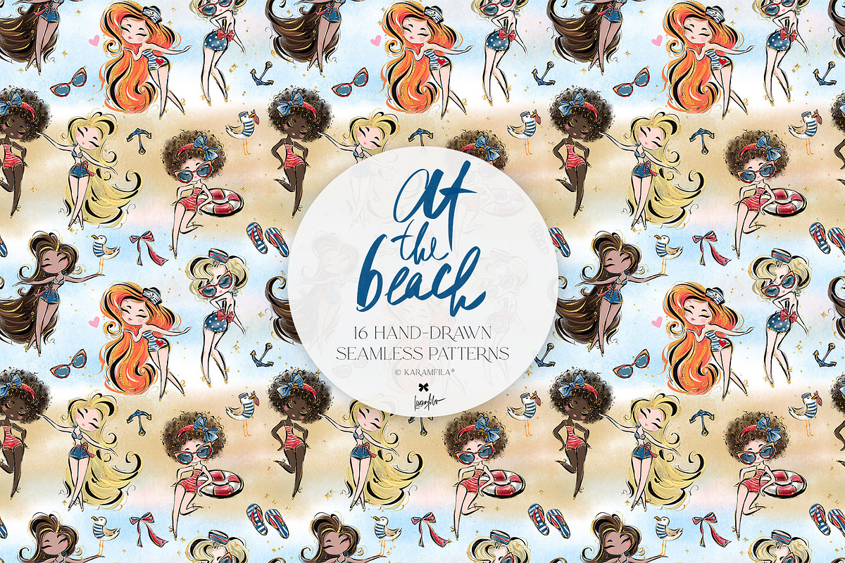 Vintage Beach Nautical Patterns, a Pattern Graphic by KaramfilaS (Photo 9 of 19)
