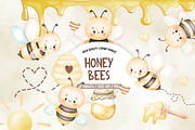Cute Bee Watercolor Clipart, an Illustration by TatiMockup (Thumbnail 1 of 4)