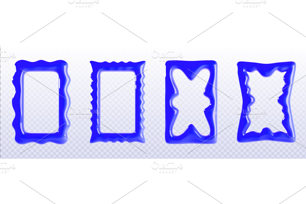 Blue Y2K wavy border frame with, an Object Illustration by art PVP - market
