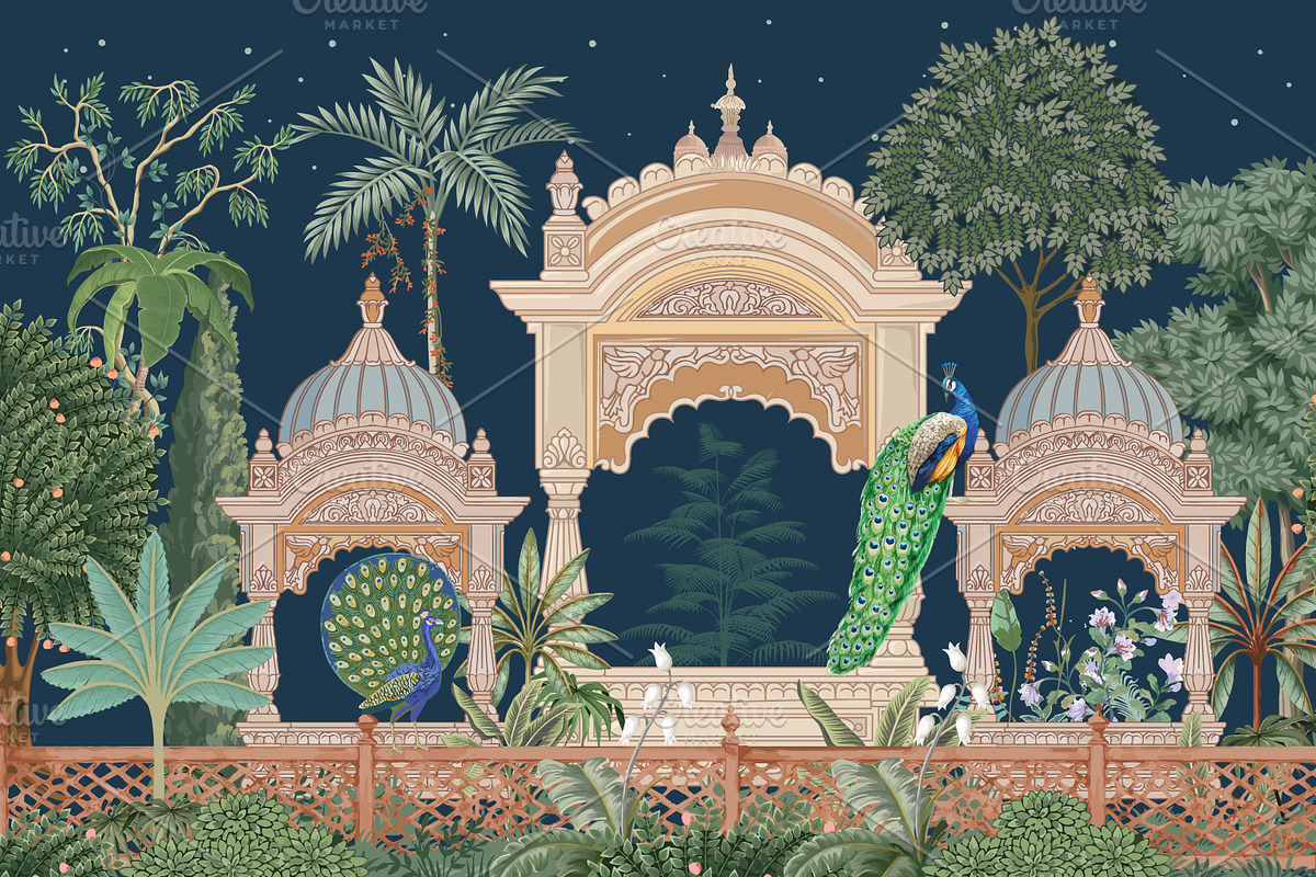 Mughal Garden Bird Illustration, a Decorative Illustration by Mughal Wallpaper (Photo 1 of 3)