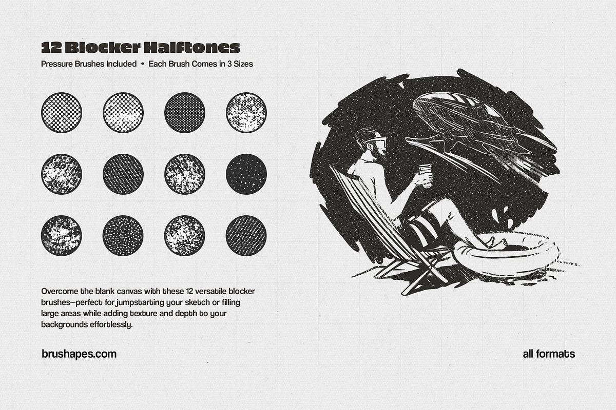 Multi App Retro Halftone Brushes, a Brush Add-On by brushapes.com (Photo 8 of 12)