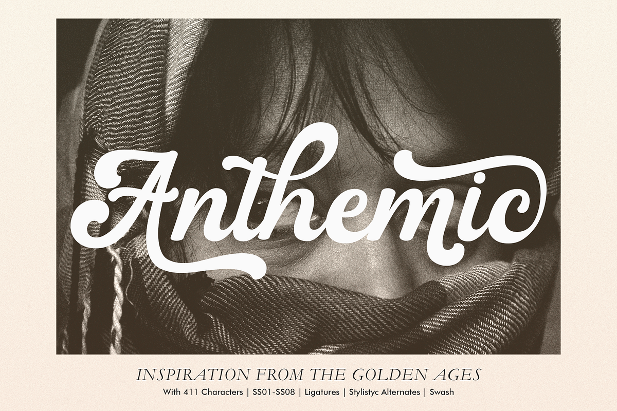 Anthemic! Bold Retro Font!, a Script Font by deadlock studio (Photo 1 of 10)