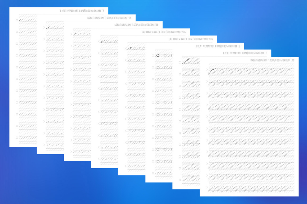 Basic strokes of lowercase letters, a Stationery Template by Good Worksheets (Photo 1 of 2)