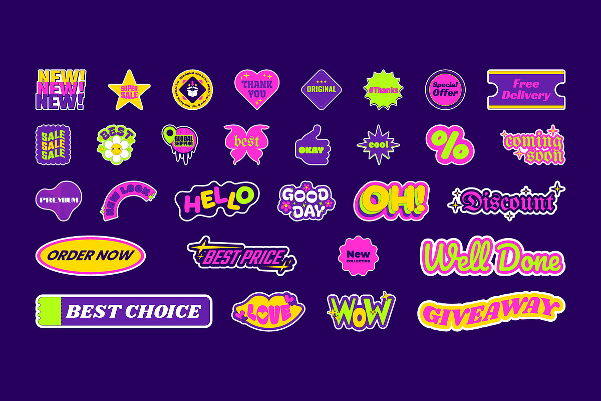 Animated Y2K Retro Sale Sticker Set, a Decorative Illustration by IMG Visuals (Photo 2 of 4)