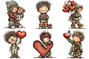 Quirky Valentine Boy Clipart, an Illustration by Craft Nest (Thumbnail 5 of 9)