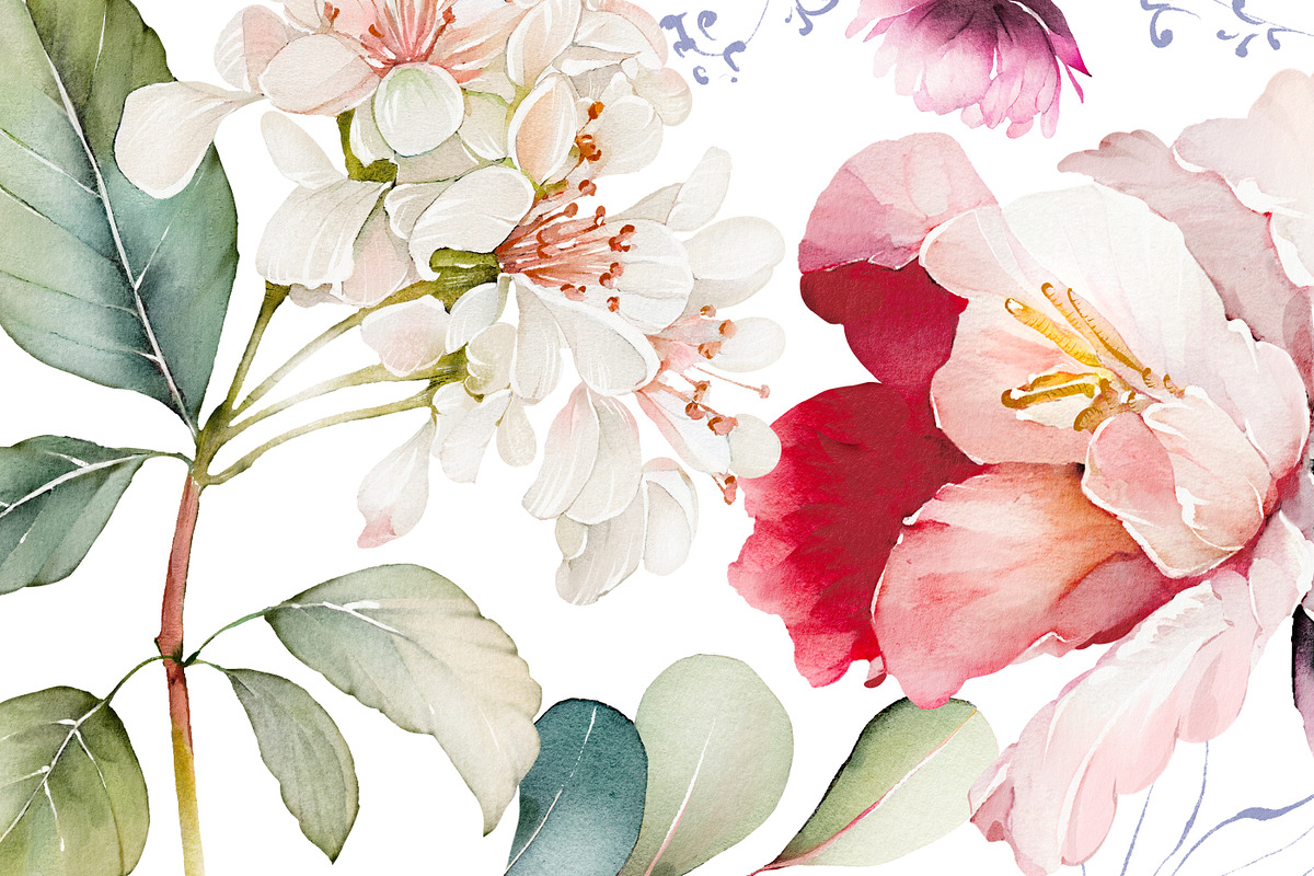 Watercolor tropical flowers, a Decorative Illustration by Lisima (Photo 5 of 11)