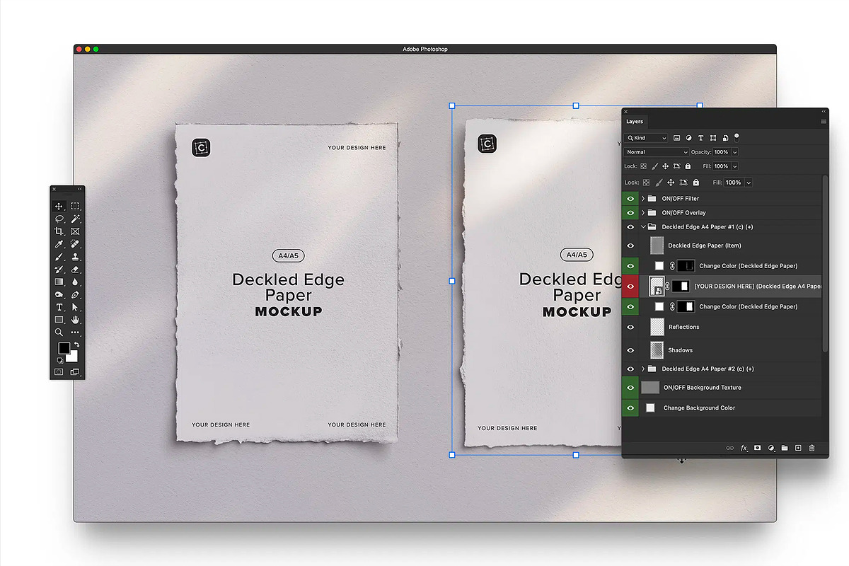 Two A4 Deckled Edge Paper Mockup, a Product Mockup by Custom Scene (Photo 7 of 10)