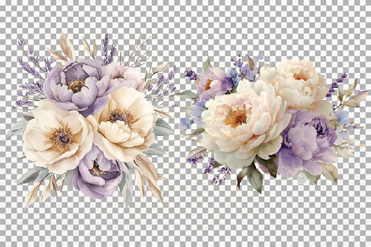 Peony Bouquet Floral Arrangement PNG, a Decorative Illustration by SugarCloudStudioArt (Photo 8 of 8)