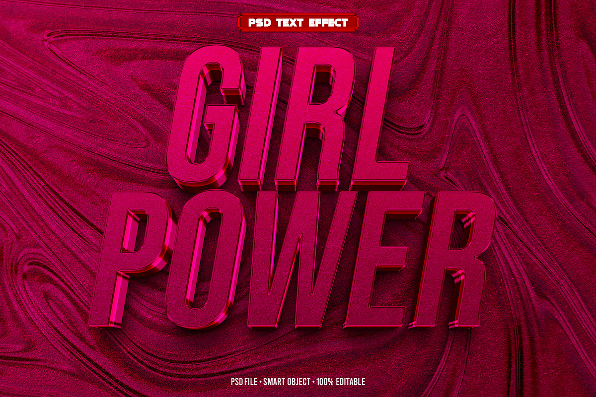 Girl Power 3D editable text effect, a Layer Style Add-On by Hello Muh (Photo 1 of 2)