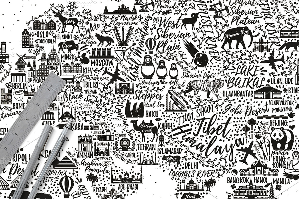 Typography World Map., an Illustration by Moloko88 (Photo 6 of 7)