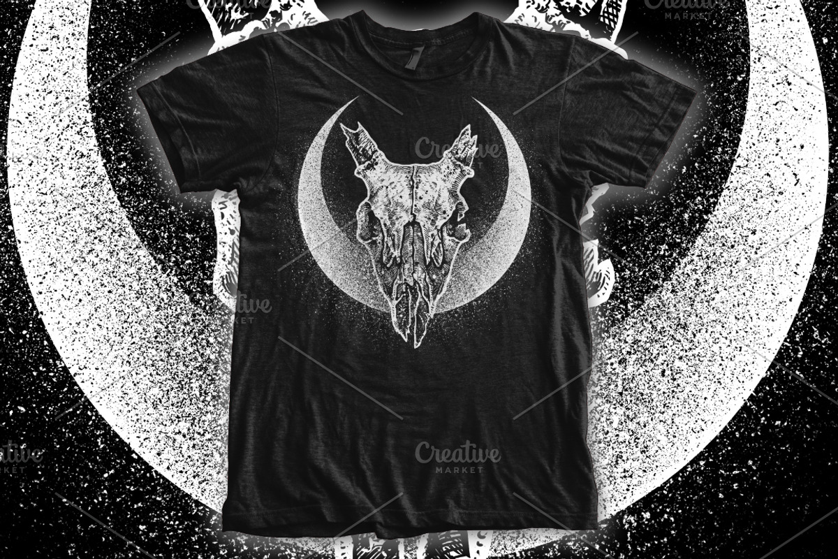 Hard Light Skull Moon Design, an Illustration by Design by sebrodbrick (Photo 2 of 2)