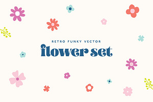 Retro Funky Vector Flower Set