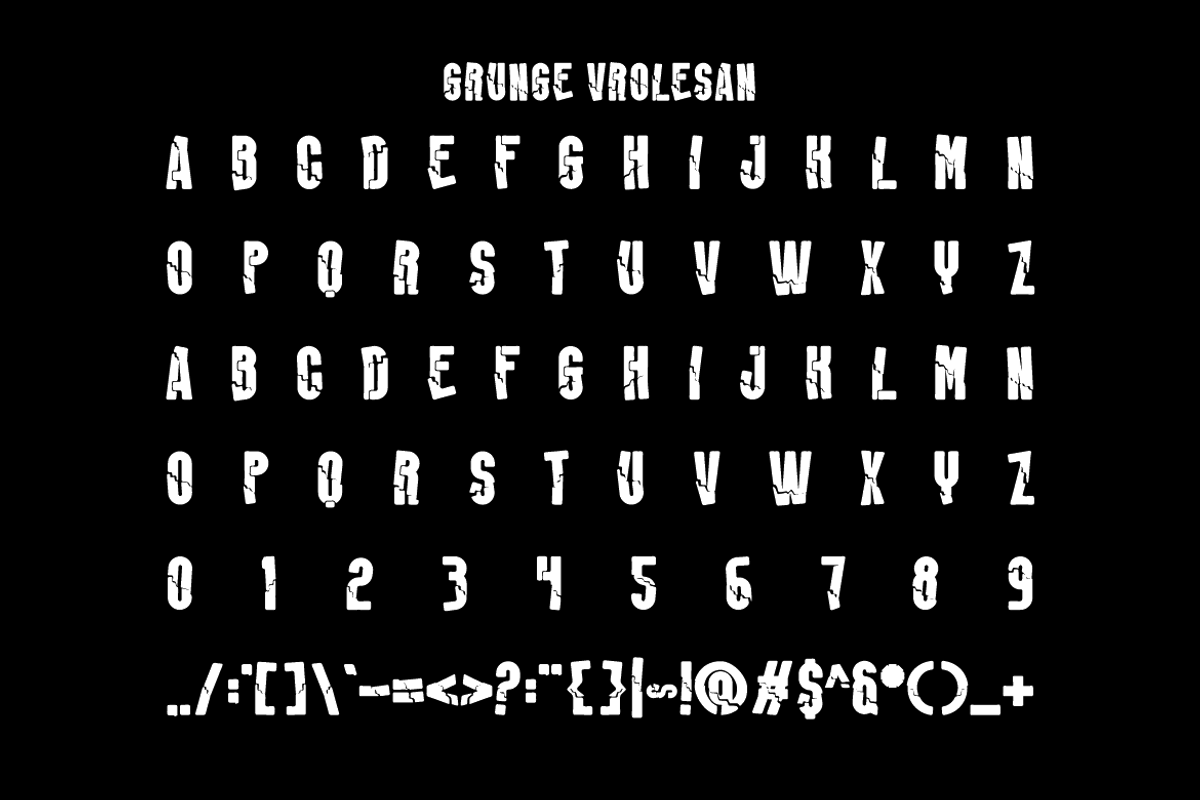 Grunge Vrolesan - Typeface Font, a Sans Serif Font by Iqsiart Studio (Photo 3 of 6)