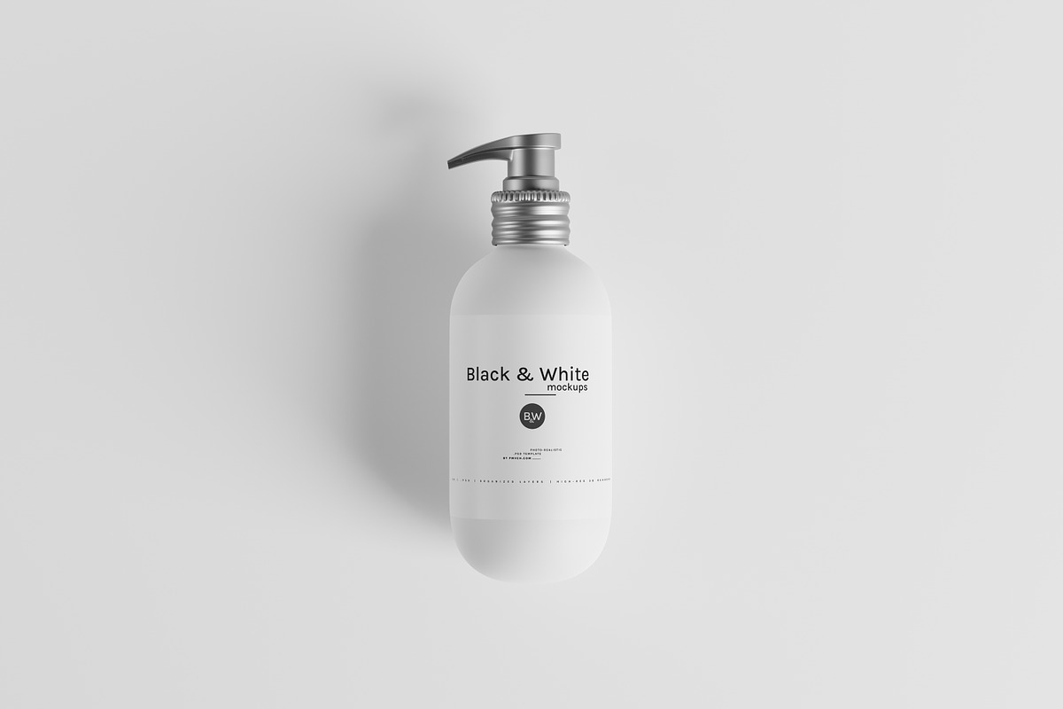 Black & White Mockups - Pump Bottles, a Packaging Mockup by pmvch (Photo 88 of 160)