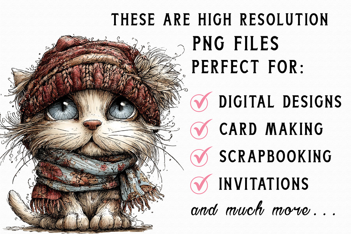 Festive Cat Winter Clipart, an Illustration by Libby Wishes (Photo 2 of 8)