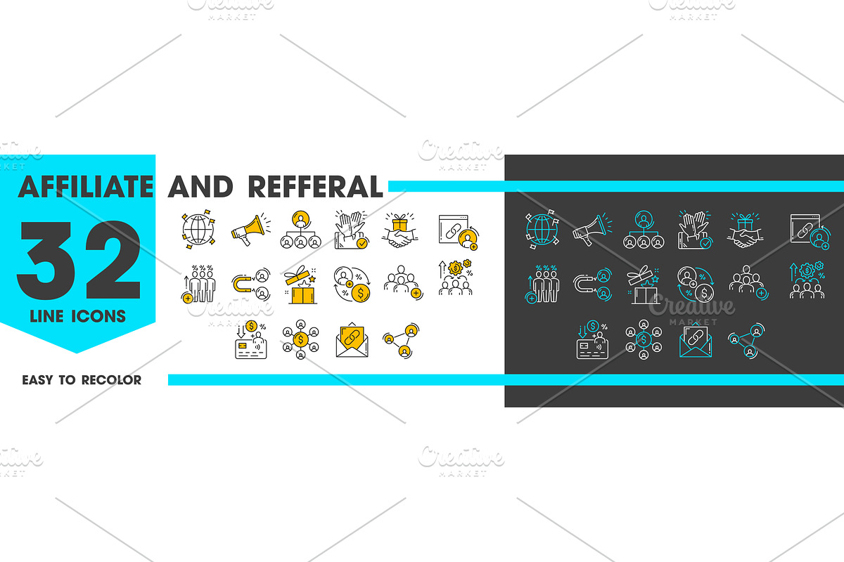 affiliate referral program icons, a Finance Illustration by Vector Tradition
