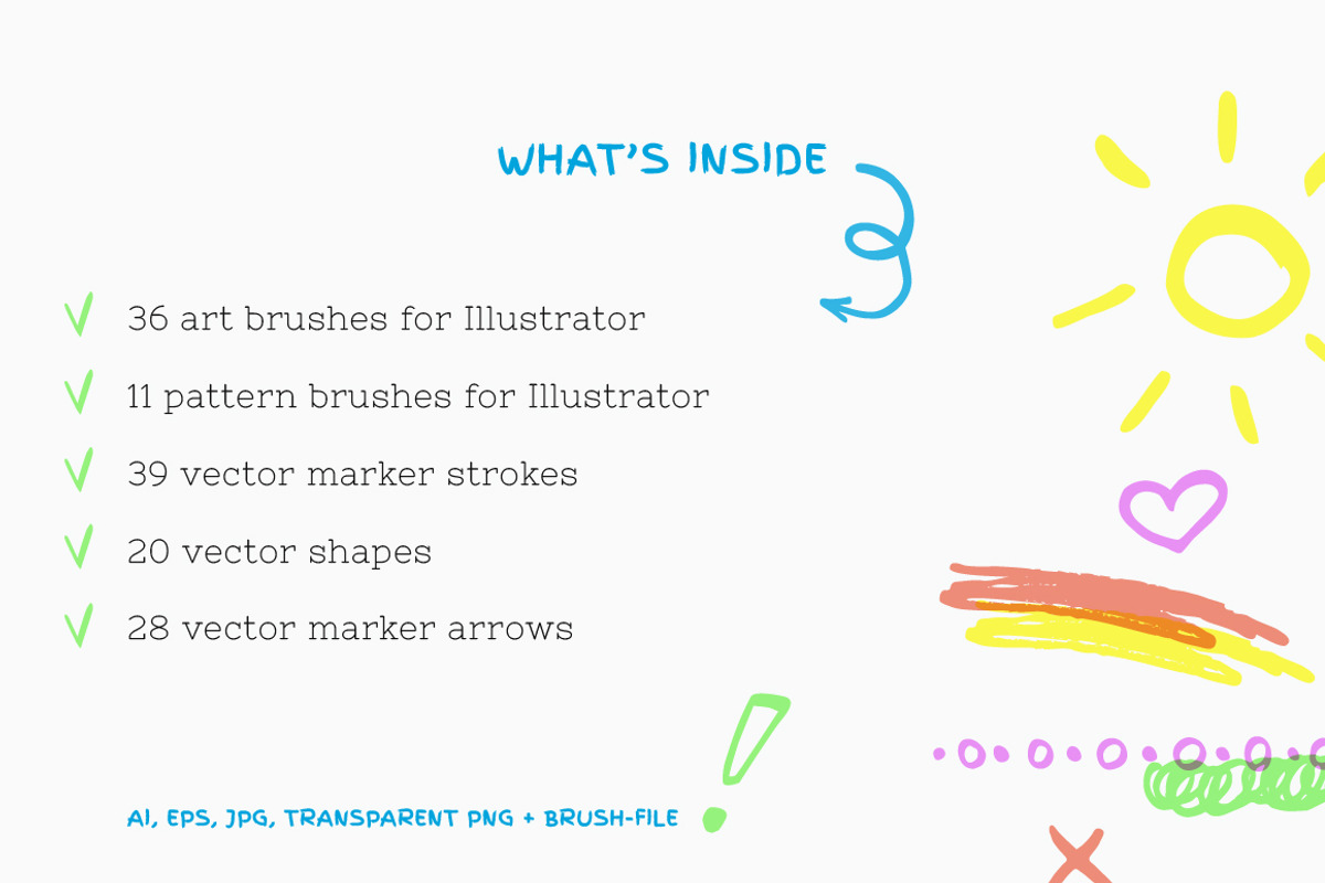 Highlighter brushes and arrows (Ai), a Brush Add-On by voin_Sveta (Photo 2 of 6)