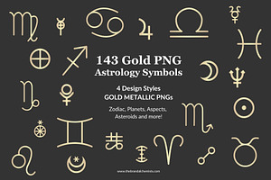 143 Gold Astrology PNG Symbols