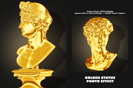 Golden Statue Square, Poster Effect, a Layer Style Add-On by dokudokunomi
