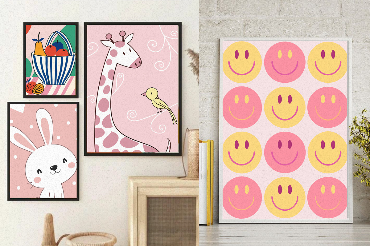 Blush Pink Wall Art Set, a Wallpaper Graphic by Helospace (Photo 7 of 10)