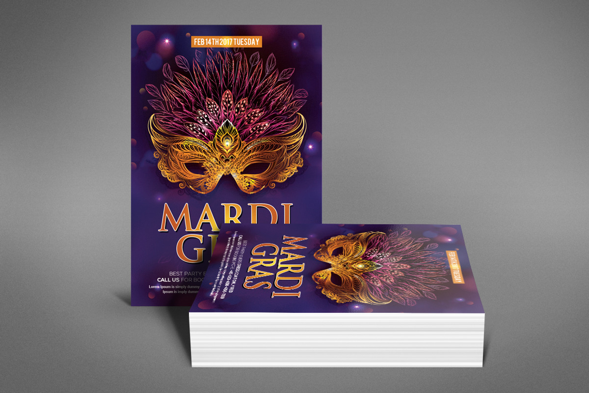 Mardi Grass  Party Flyer Template, a Flyer Template by graphicforest (Photo 4 of 4)