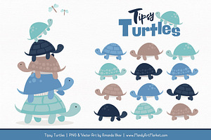 Oceana Turtle Stack Clipart, an Illustration by Amanda Ilkov