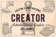 61 Vintage Printing Vectors, an Illustration by Brigantine Designs (Thumbnail 1 of 6)