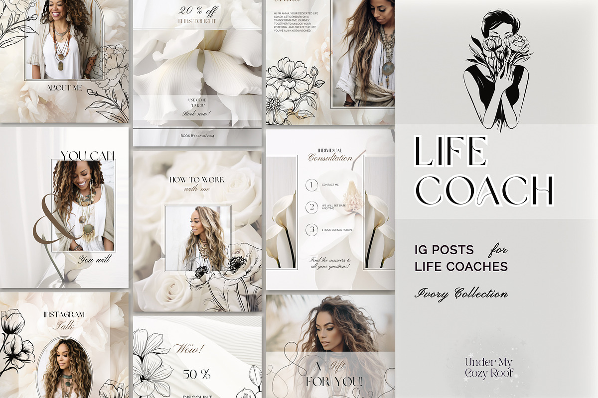 Instagram Post Template | Life Coach, a Social Media Template by Under My Cozy Roof (Photo 1 of 10)