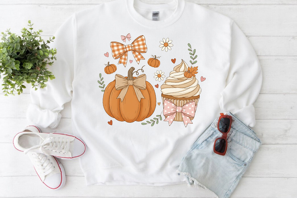 Cute Autumn Cupcake & Pumpkin PNG, an Illustration by Craft Nest (Photo 6 of 6)
