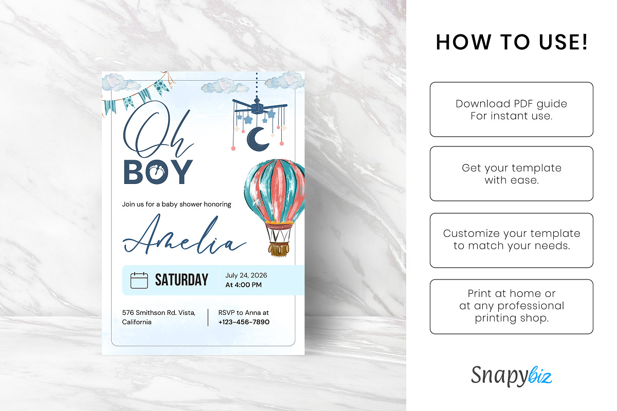 Boy Baby Shower Invitation Template, an Invitation Template by Snapybiz (Photo 9 of 10)
