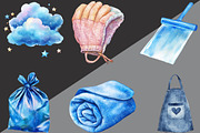 Watercolor Pastel Blue Cleaning, an Illustration by Black Bird Studio (Thumbnail 4 of 6)