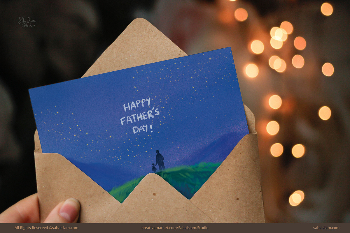Mountain & Stars - Father's Day Card, a Card Template by SabaIslam.Studio (Photo 3 of 3)