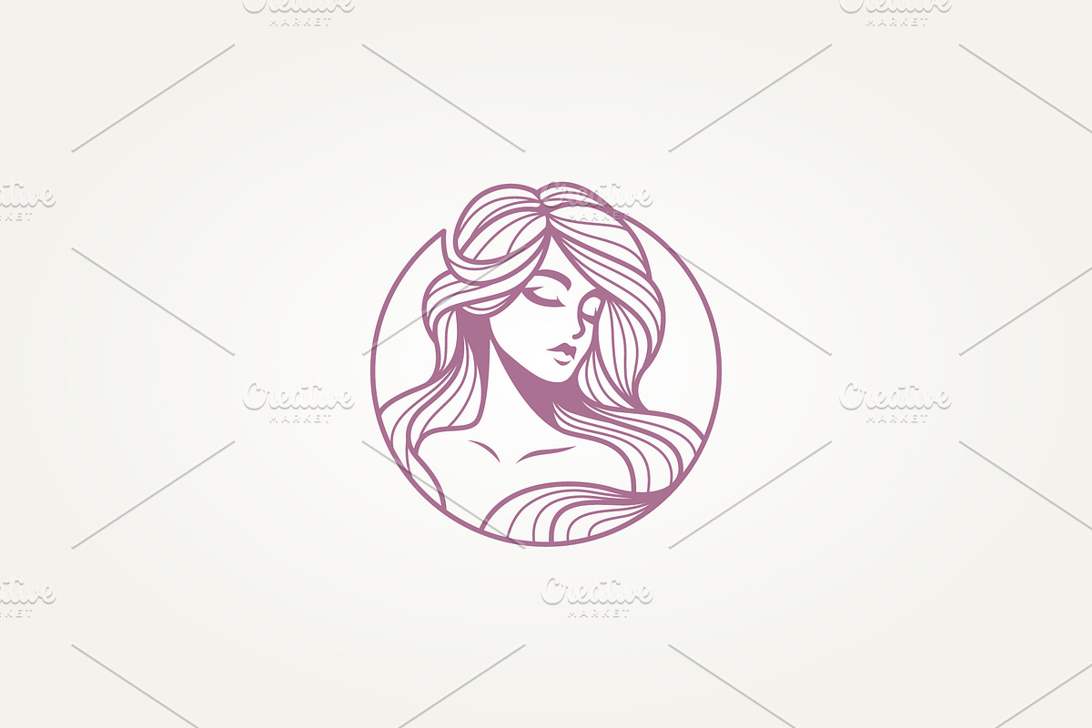 beautiful woman line art label logo, a Branding & Logo Template by Blazybone